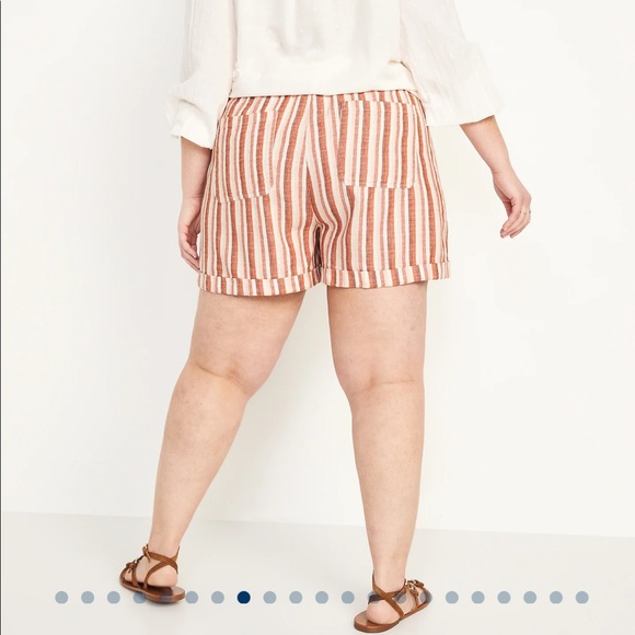 Old Navy XL High Rise Striped Linen Cotton Blend Elastic Waist Pull On Shorts - Picture 4 of 8